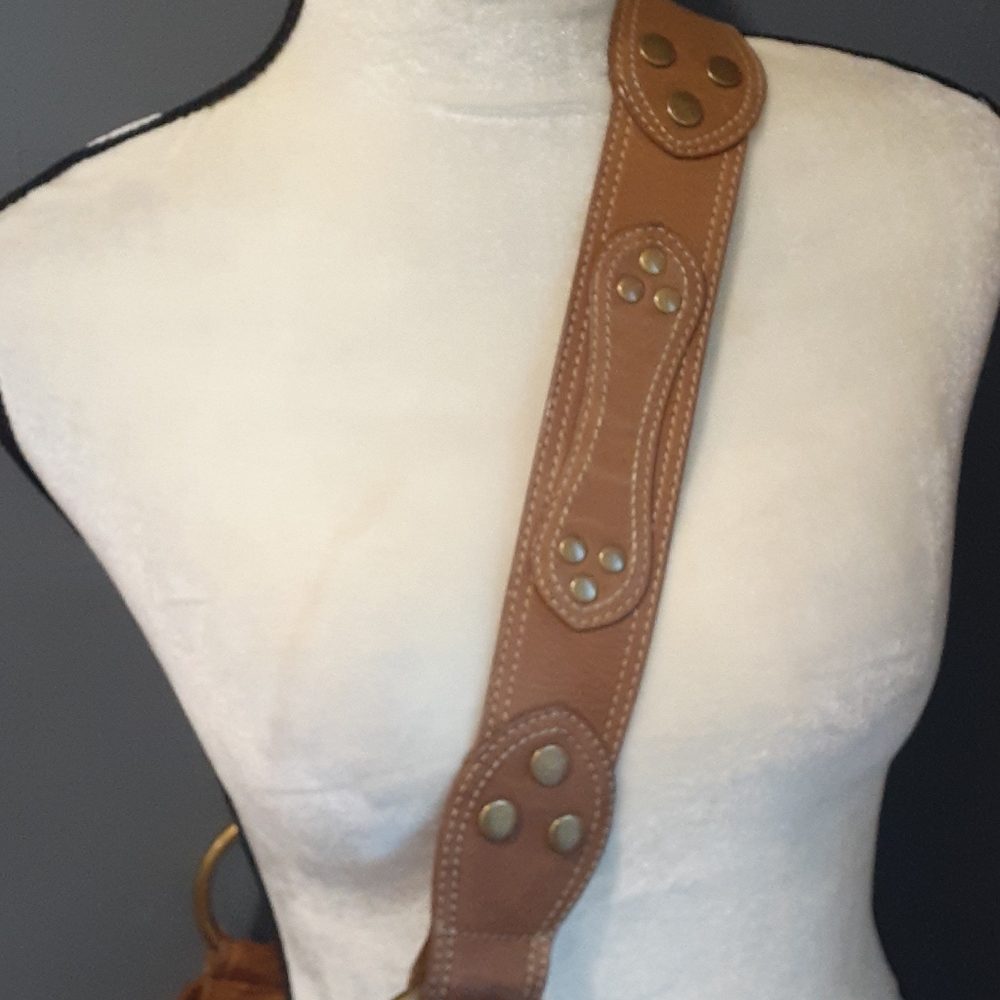 Aqua tan leather crossbody shoulder bag - Picture 11 of 17